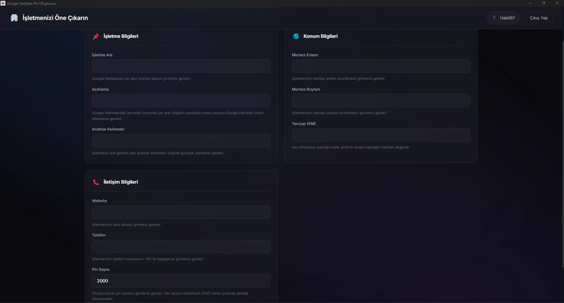 Google Maps Pin Oluşturucu - İşletmenizi Google Haritalar'da görünür yapan yazılım