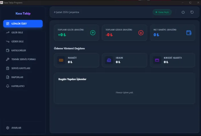 Kasa Takip Programı - İşletme gelir gider yönetim yazılımı
